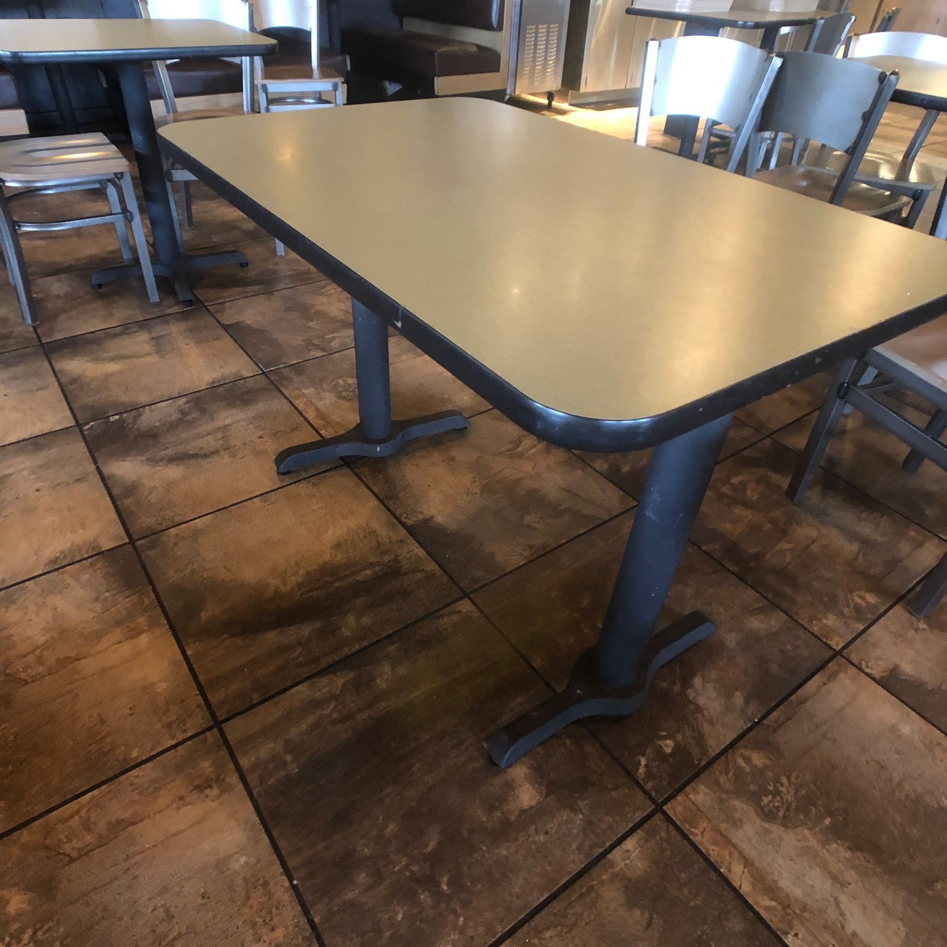 (6) 4-Person Tables with (24) Walsh Simmons Seating Chairs, Approx. 44" L x 28" W