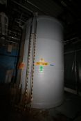 Vertical Fiberglass Tank, Overall Dims.: Aprox. 145" Tall x 104" Dia. (LOCATED IN DEIONIZED WATER