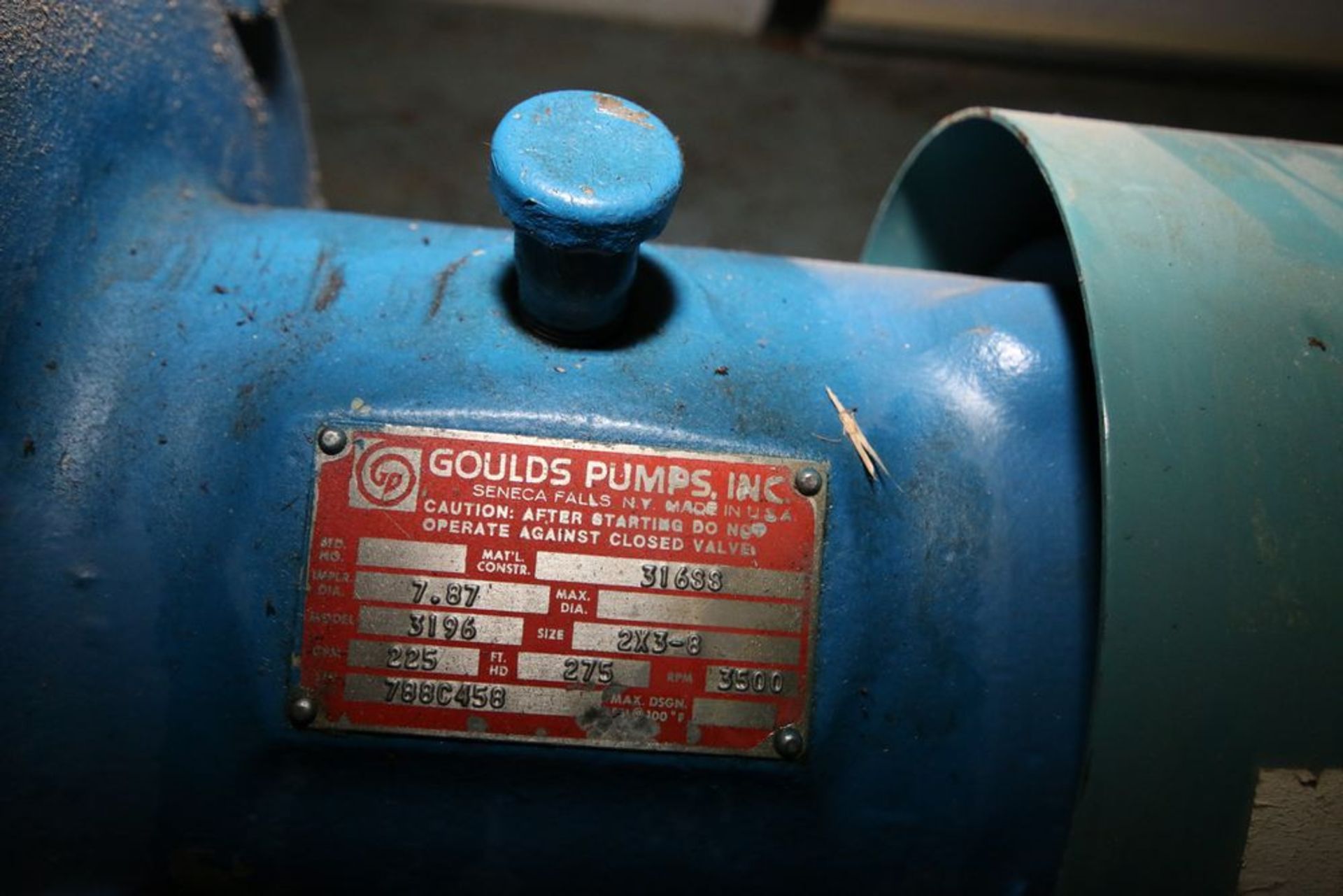 Goulds 25 hp Water Pump, M/N 3196, S/N 788C458, 200 GPM, Size = 2 x 3-8, with Siemens 3535 RPM - Image 3 of 5