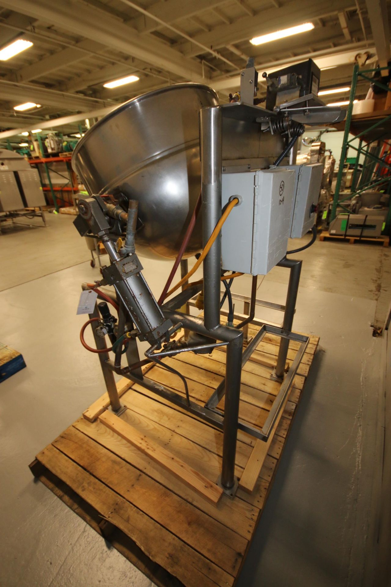 Burkhard Aprox. 70 Gal. S/S Jacketed Tilting Kettle, SN 9466 56N T75, with Pneumatic Tilt, Mounted - Image 7 of 9