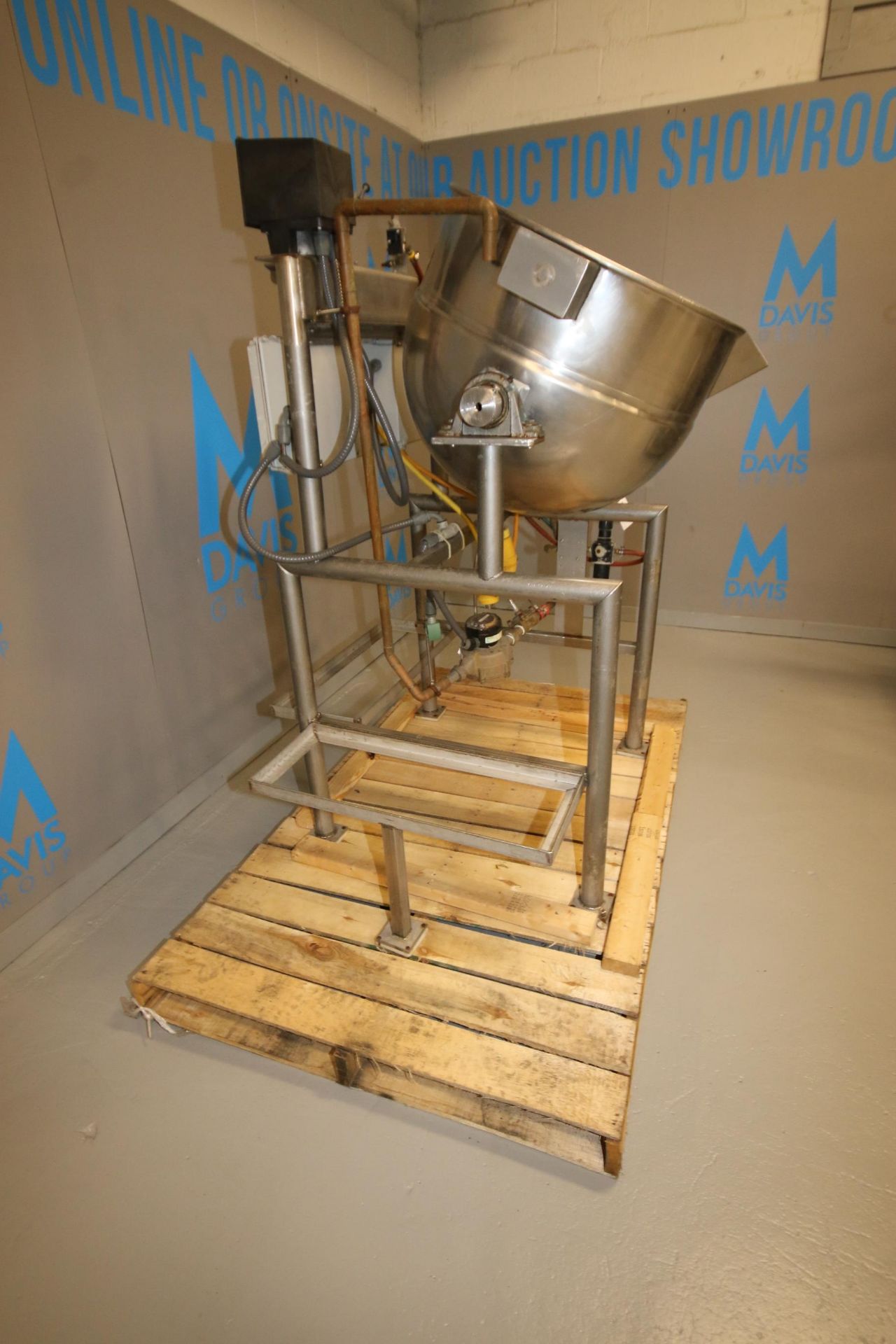 Burkhard Aprox. 70 Gal. S/S Jacketed Tilting Kettle, SN 9466 56N T75, with Pneumatic Tilt, Mounted - Image 4 of 9