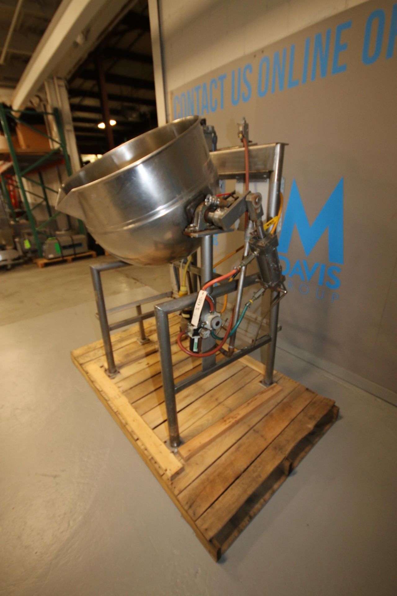 Burkhard Aprox. 70 Gal. S/S Jacketed Tilting Kettle, SN 9466 56N T75, with Pneumatic Tilt, Mounted - Image 3 of 9