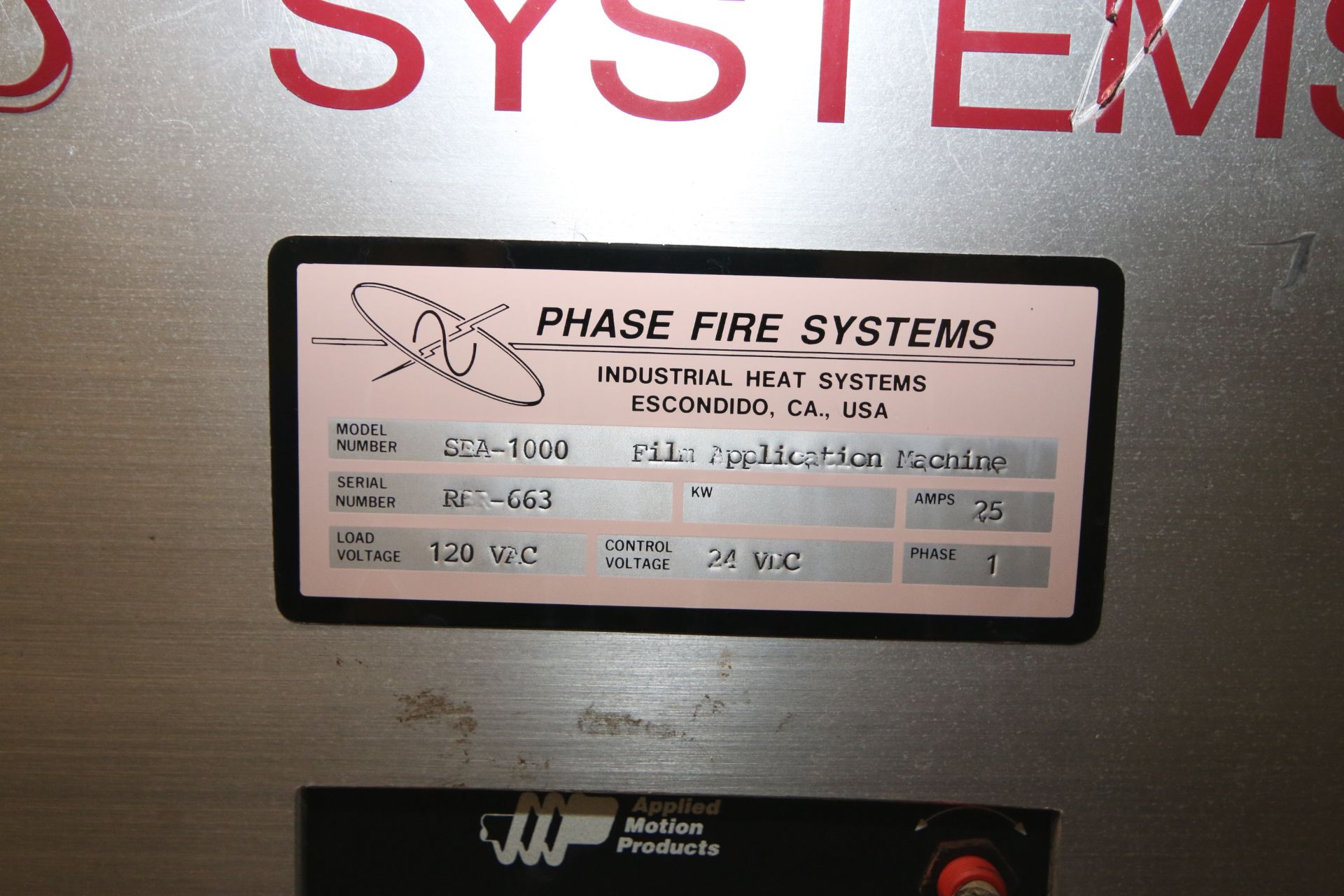 Phase Fire System S/S Film Application Machine, M/N SEA-1000, S/N RPR-663, 120 Volts (LOCATED AT - Image 9 of 10
