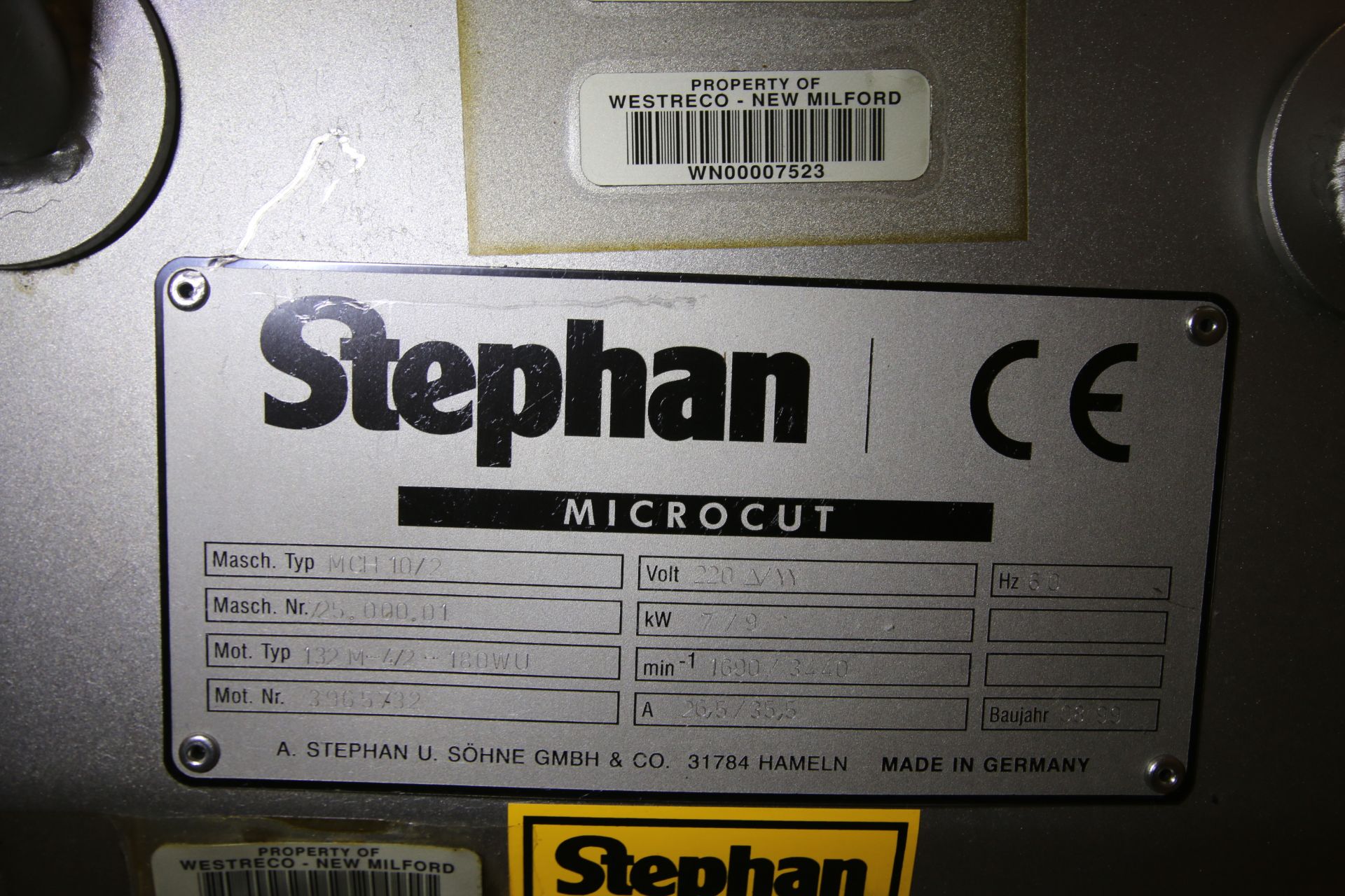 Stephan S/S Microcut, Mach. Type MCH 10/2, Mach. No. 725.000.01, 220V, with 2" Threaded Head - Image 7 of 7