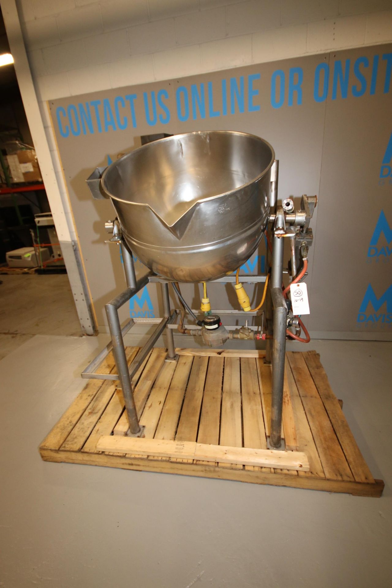 Burkhard Aprox. 70 Gal. S/S Jacketed Tilting Kettle, SN 9466 56N T75, with Pneumatic Tilt, Mounted - Image 2 of 9