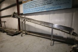S/S Incline Conveyor, with S/S Clad Motor, Mounted on S/S Frame, Front Legs Mounted on Casters, with
