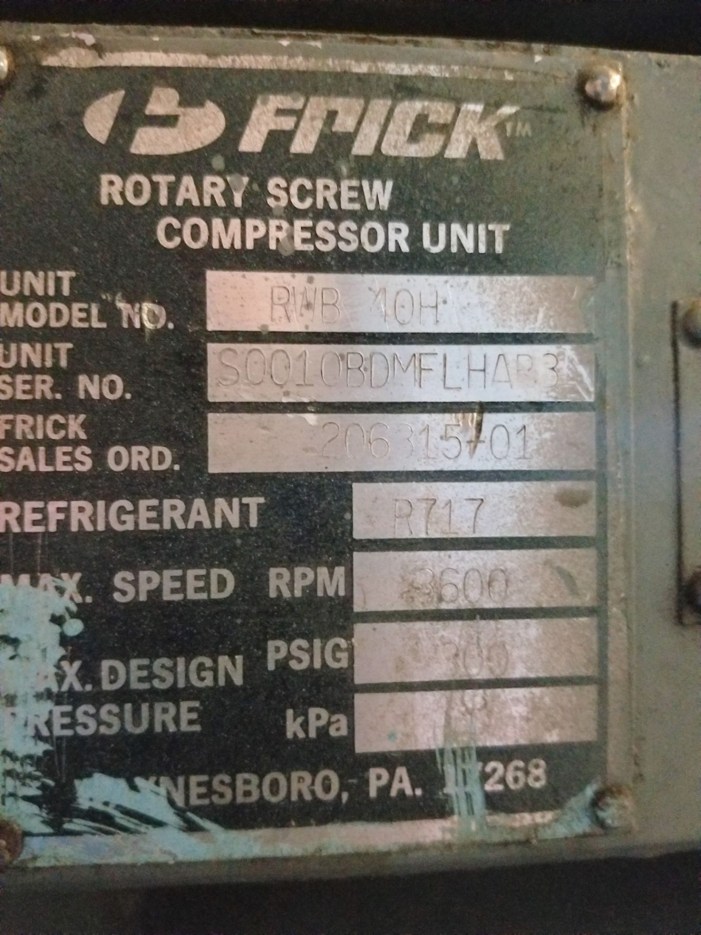Frick RWB 40H Rotary Screw Ammonia Compressor - Image 7 of 8