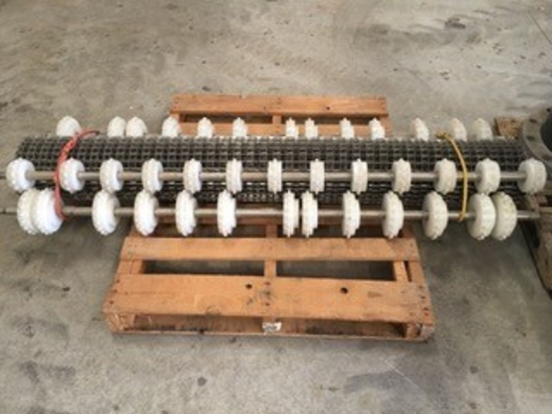 S/S Mesh Conveyor Belt, Aprox. 12' L x 6' W, with Various (3) S/S Shafts, with UHMW Gears to Match - Image 2 of 3