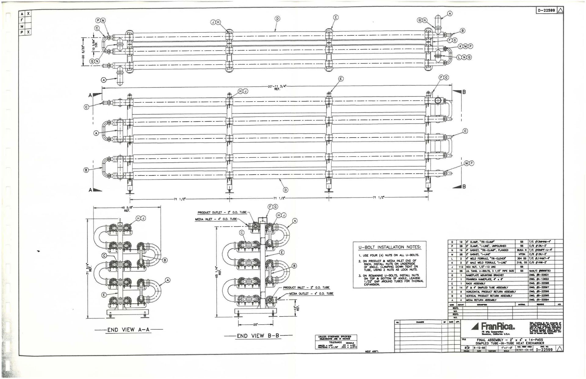 FranRica OES01-CX-01 Heat Exchange 14 Tubes, Model OES01-CX-01, S/N , Owner Item Number 11, (Located - Image 5 of 5