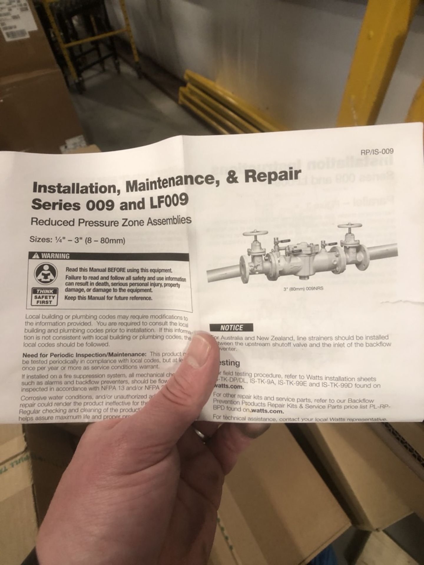 New Watts 1-1/2" Reduced Pressure Zone Assembly Backflow Prventer, Model LF009M2-QT 1 1/2 (Located - Image 7 of 8