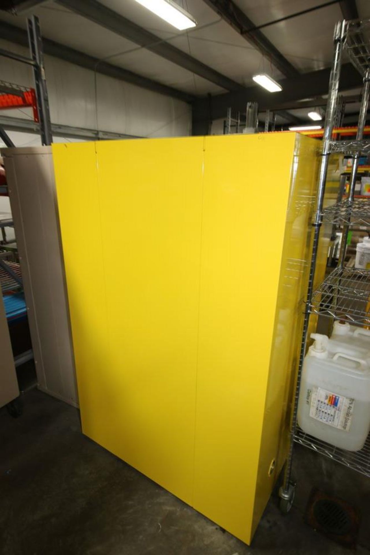 Uline 90 Gal. Double Door Flammable Liquid Storage Cabinet, M/N H-2219M-Y, with (3) Internal - Image 3 of 3