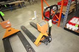 Uline 5,000 lb. Capacity Hydraulic Scale Pallet Jack, M/N H-1679, S/N 8901016004, with Aprox. 48"