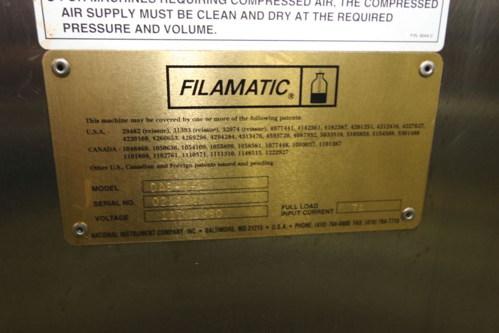 Filamatic Liquid Filling Machine, M/N DAB-8-4, S/N 021238, with Foot Pedal, with Spare Parts - Image 7 of 7