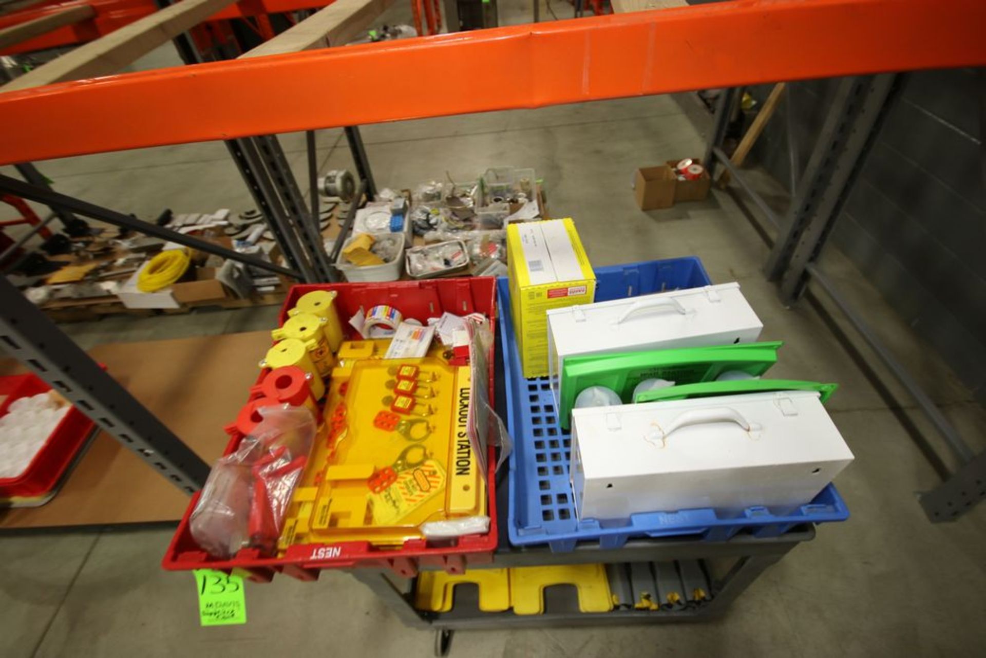 Lot of Assorted Lock Out/Tag Out Equipment, with Safety Eye Wash Kits, Safety Glasses, Ear Plugs, ( - Image 3 of 7