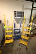 (2) Uline 4-Step Portable Stairs, Tilt & Roll Style, with (1) 3-Step Portable Stairs (LOCATED IN