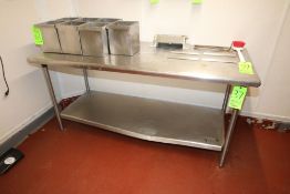 S/S Table with S/S Bottom Shelf, Overall Dims.: Aprox. 71" L x 30" W x 35" H (LOCATED IN GLOUCESTER,