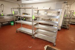 S/S Portable Shelving Units, (2) with 6-Shelves, (1) with (4) Shelves (LOCATED IN GLOUCESTER, MA) (