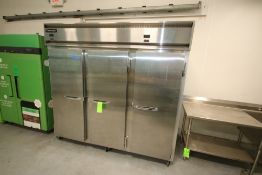 Continental Triple Door S/S Refrigerator, Mounted on Casters, Overall Dims.: Aprox. 84" L x 36" W