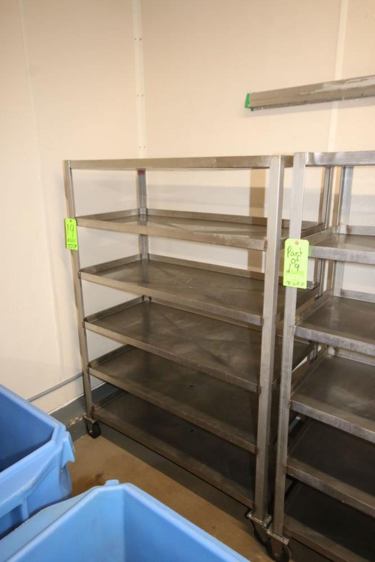 S/S Portable Shelving Units, with (4) S/S Shelves, Mounted on Casters, Overall Dims.: Aprox. 45-1/2" - Image 4 of 4