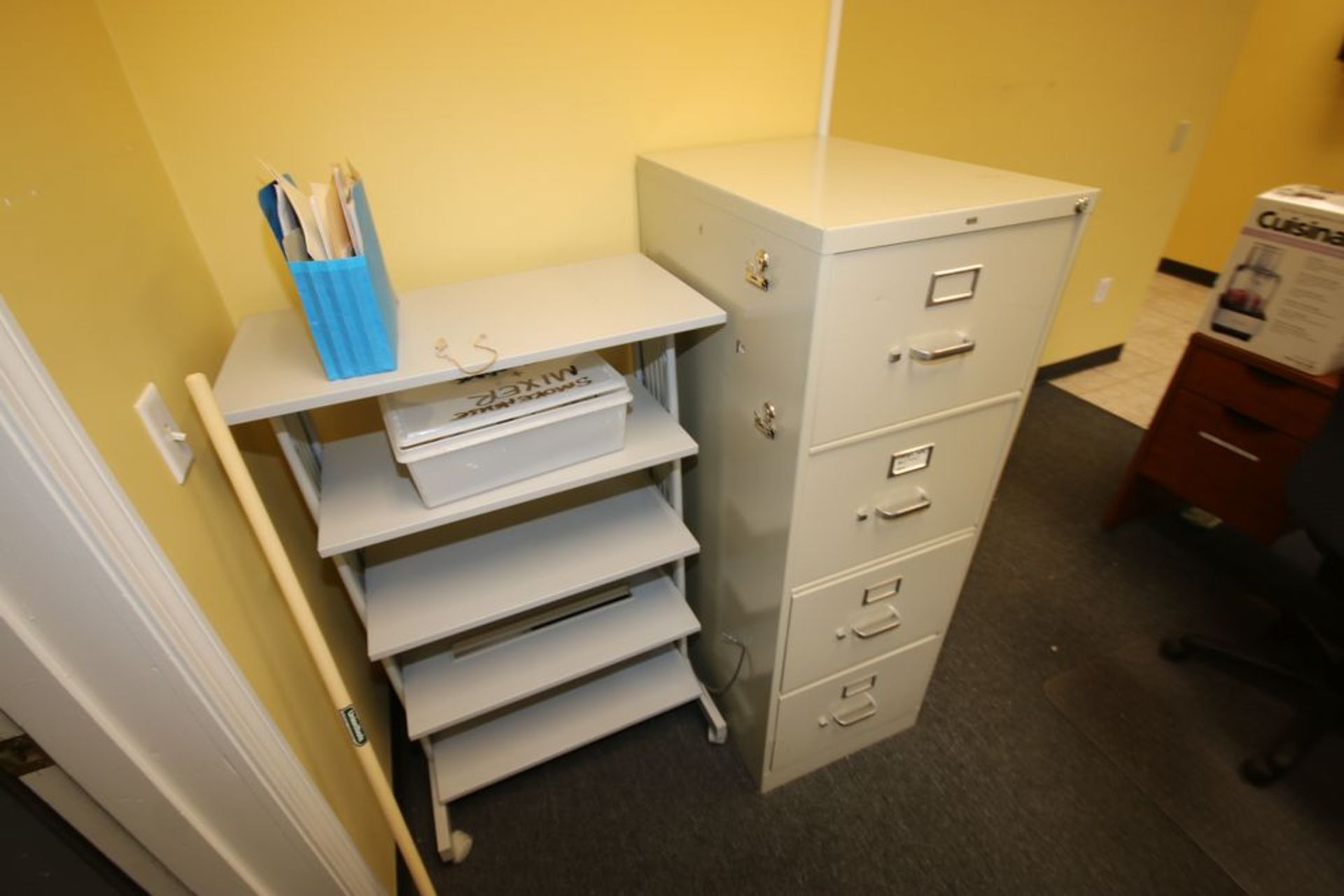Contents of Storage Room, Include (3) Portable Wire Shelves, NEW Aprons, Silverware Dispensers, - Image 4 of 4