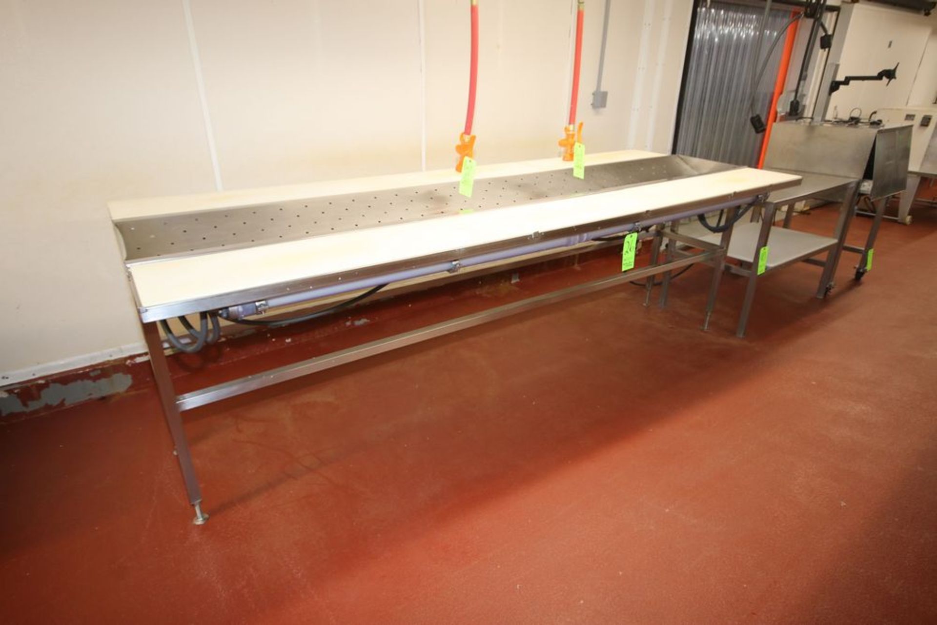 S/S Spray Down Station, with (2) Aprox. 120" L x 20" W Cutting Areas, with Cutting Board Style Table