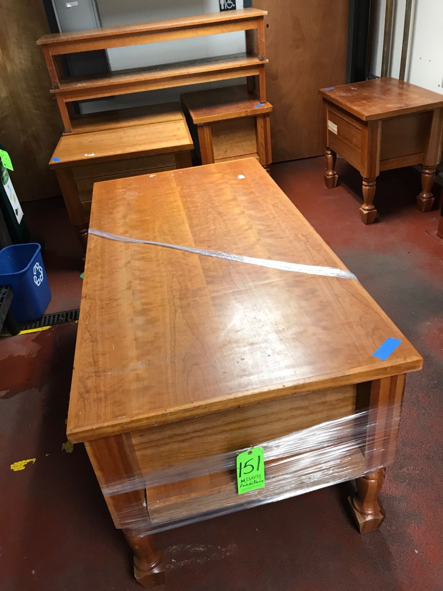 Assortment of Wooden Office Furniture Includes Desk, Side Tables, and Shelving (LOCATED IN - Image 4 of 4