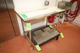 S/S Tables, Mounted on Casters, Overall Dims.: Aprox. 48" L x 30" W x 39" H (LOCATED IN