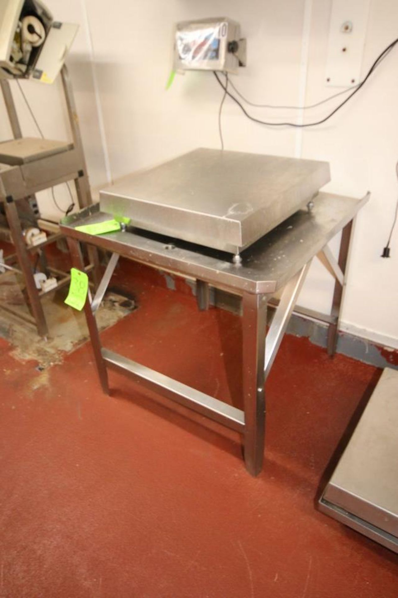 S/S Table, Overall Dims.: Aprox. 35" L x 33" W x 34" H, with S/S Wall Mounted Roll Rack with (1)