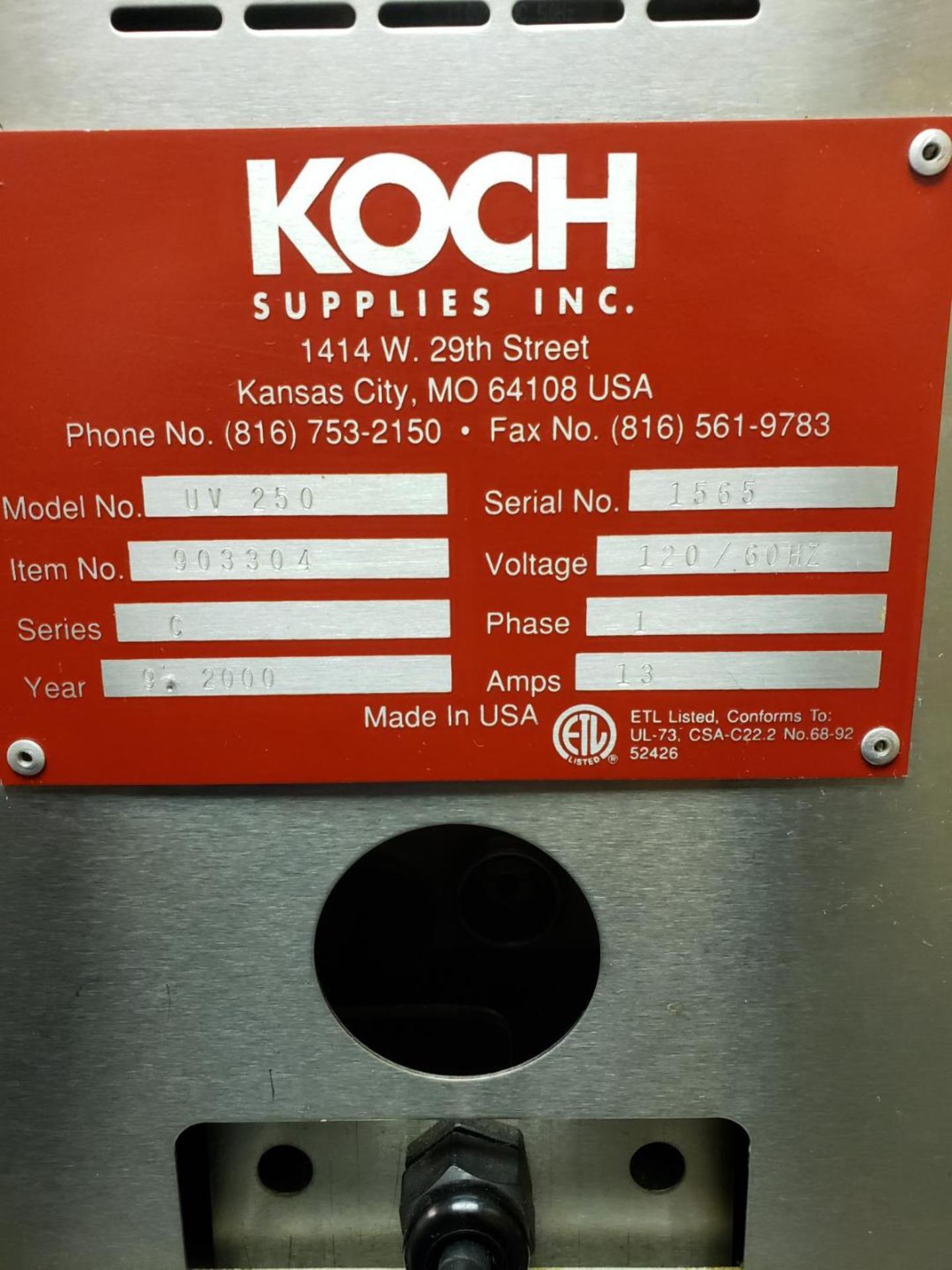 Koch ULTRAVAC Vacuum Sealer, M/N UV 250, S/N 1565, 120 Volts, Series C, with (3) Mold Sets, with S/S - Image 4 of 6