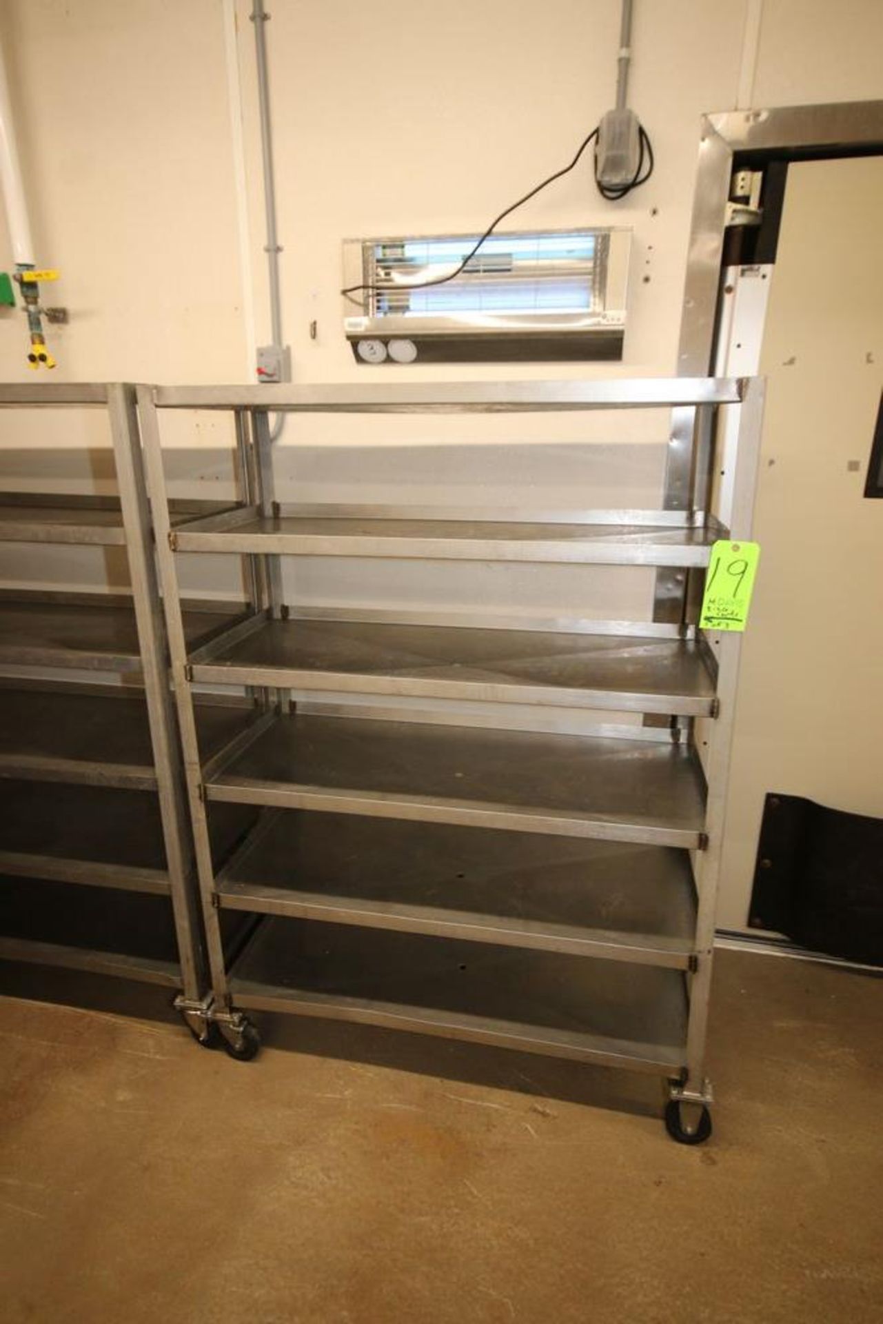 S/S Portable Shelving Units, with (4) S/S Shelves, Mounted on Casters, Overall Dims.: Aprox. 45-1/2" - Image 2 of 4