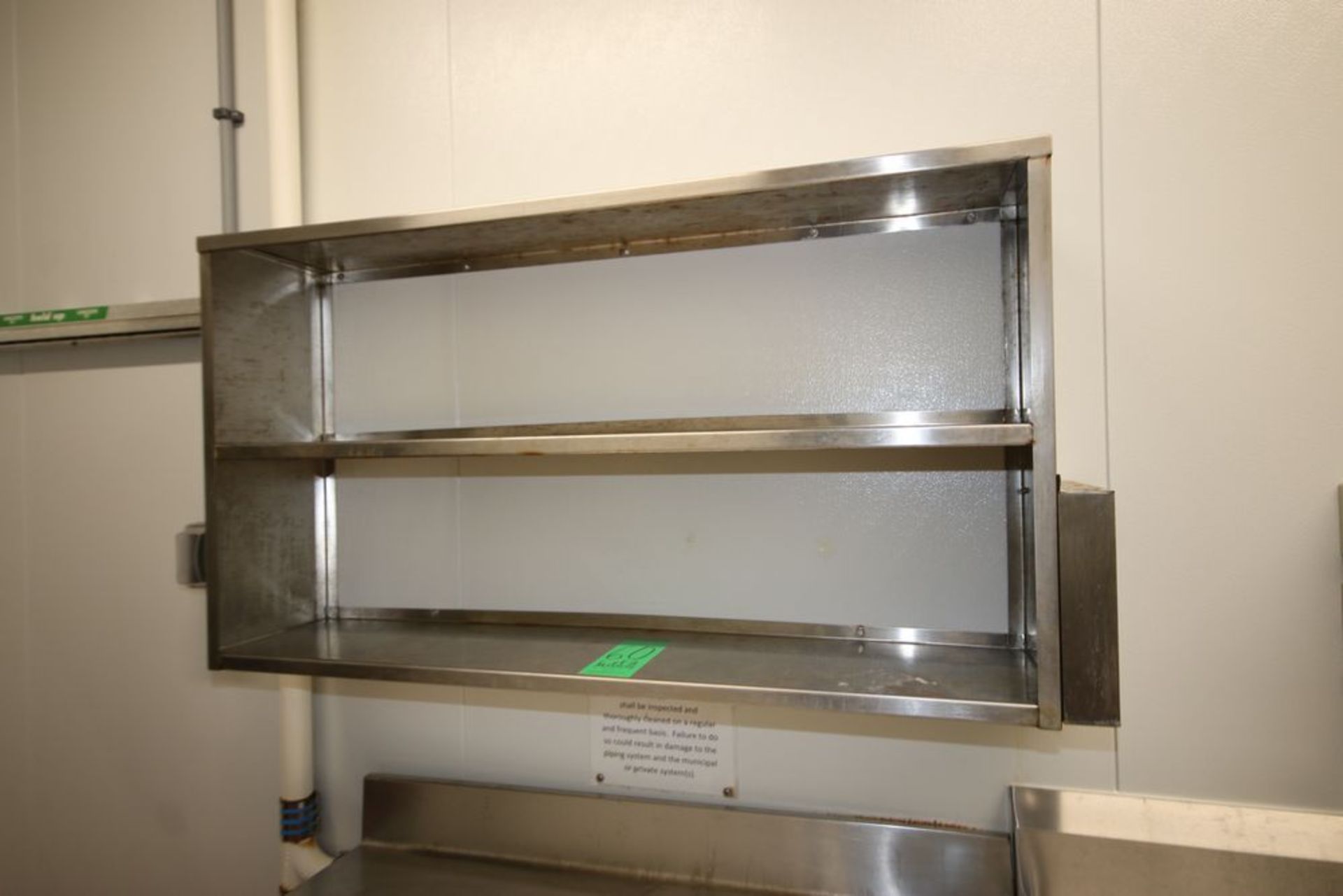 S/S Wall Mounted Shelving Unit, Overall Dims.: Aprox. 56-1/2" L x 12" W x 30" H, with S/S Bench,