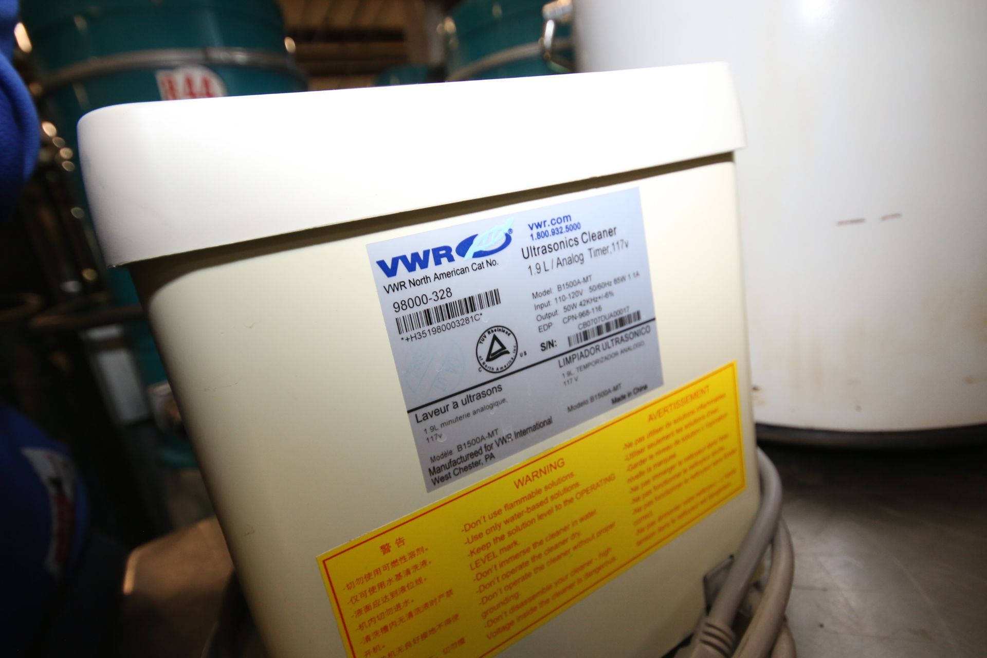 VWR Ultrasonic Lab Cleaner, M/N 81500A-MT, S/N CB0707DUA00017, 110-120 Volts, with Aprox. 6" L x 5- - Image 4 of 4