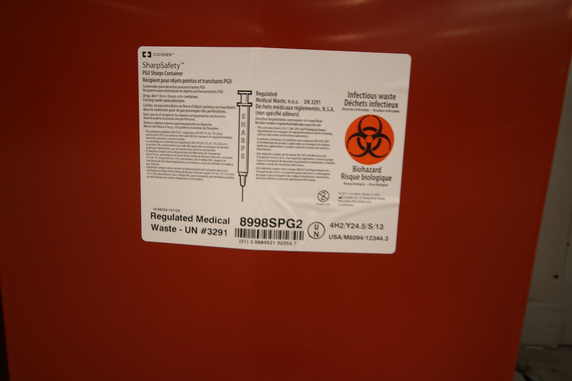 SharpSafety Infectious Waste Bins, with Safety Lid & Cap, Overall Dims.: Aprox. 18" L x 13" W x - Image 3 of 5