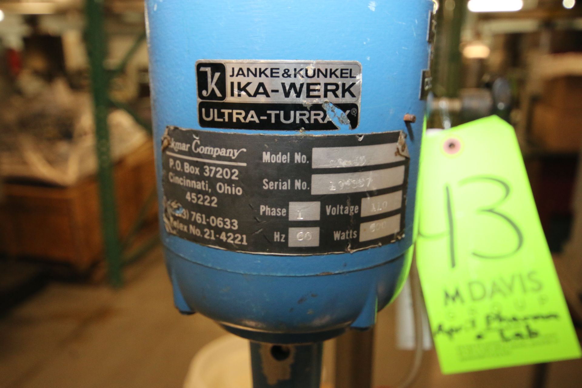 Janke & Kunkel IKA-Werk S/S Table Top Lab Mixer, M/N SD-45, S/N 100357, 110 Volts, 1 Phase, with S/S - Image 3 of 4