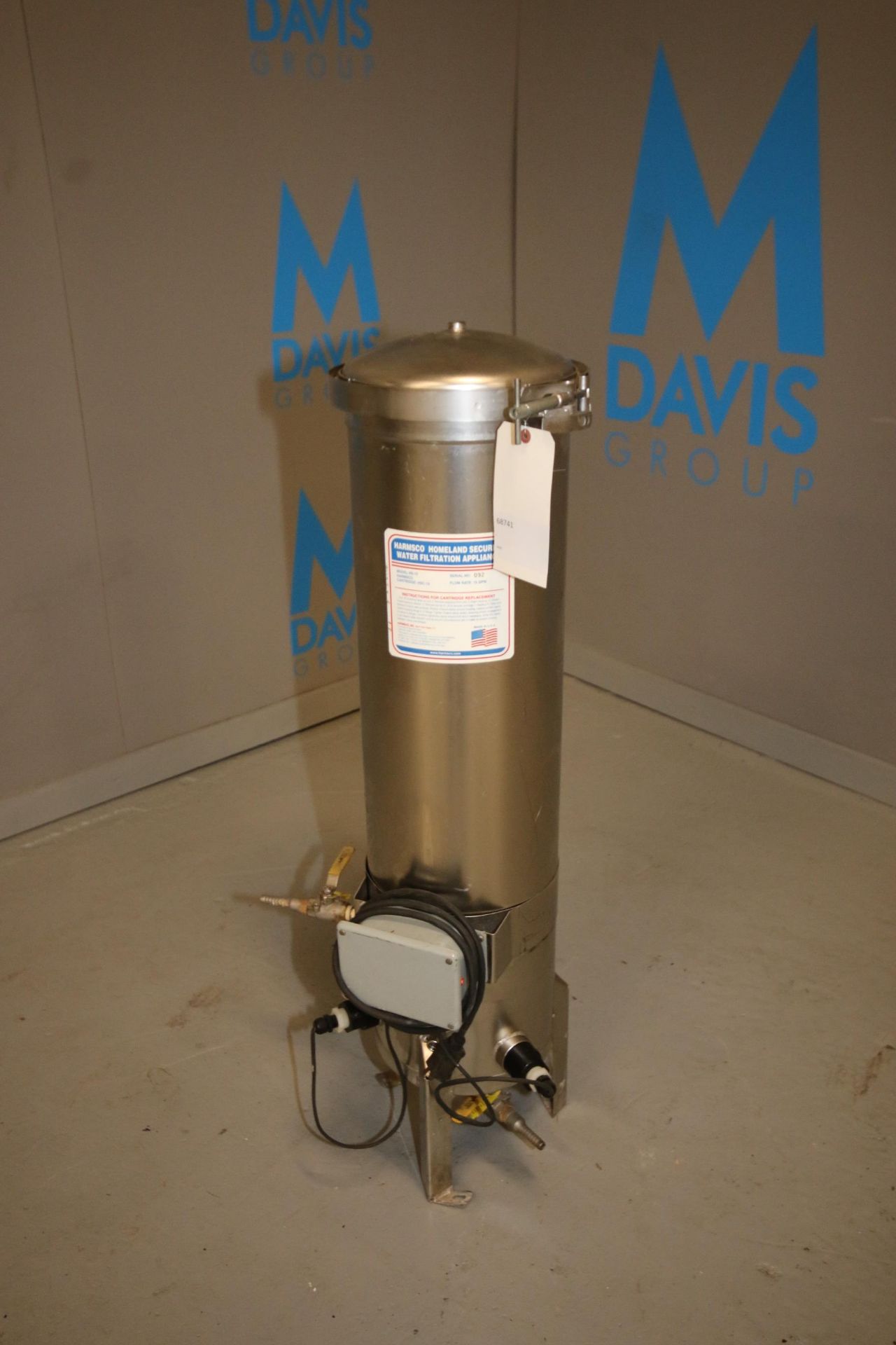 Harmsco S/S Water Filter, Model HS-15, SN 092, 15 GPM, with Valves & Gauges, Filter Dims.: Aprox.