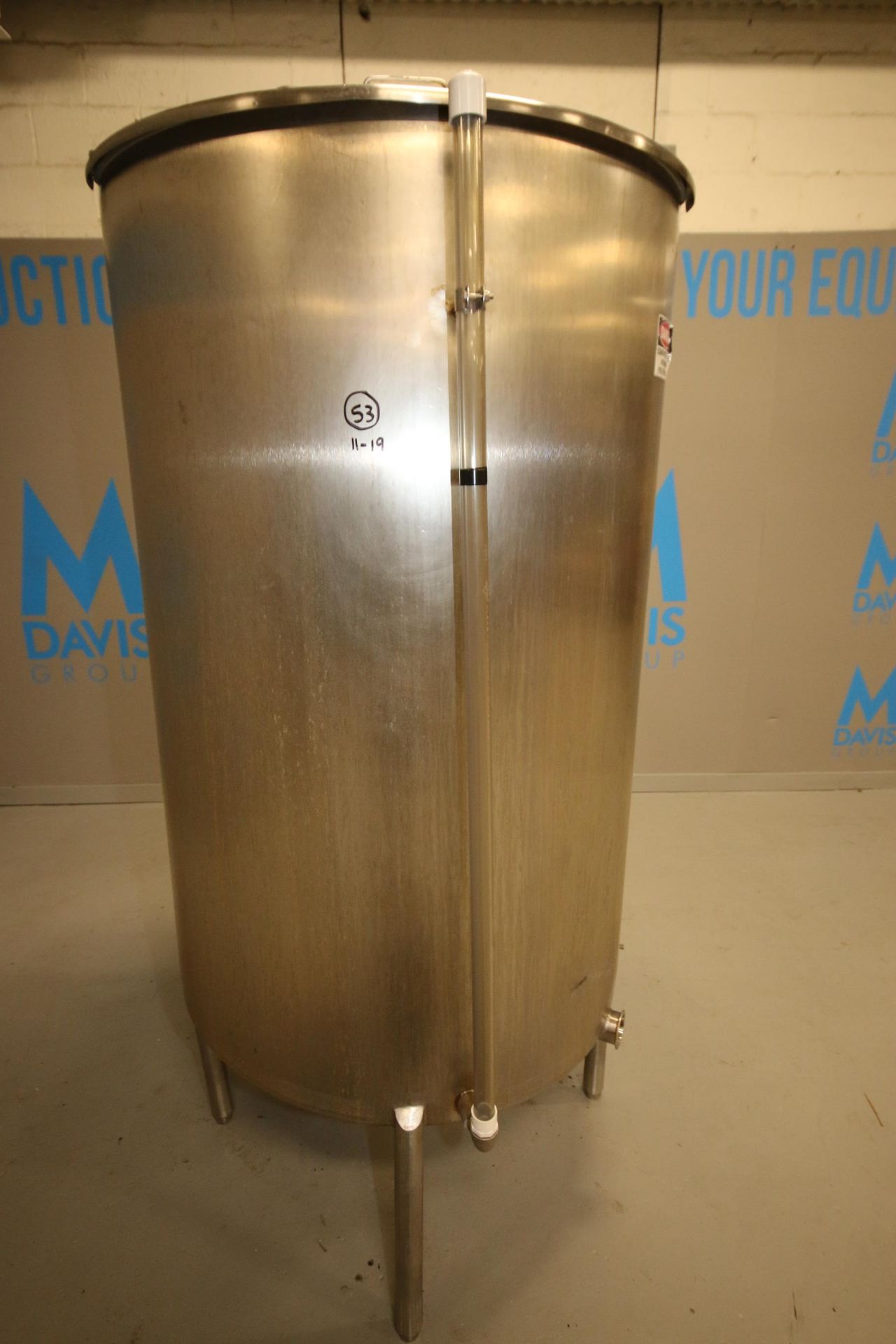 Aprox. 250 Gal. S/S Single Wall Vertical Tank, with (1) S/S CIP Spray Ball, Tank Dims.: Aprox. 59" H - Image 7 of 9