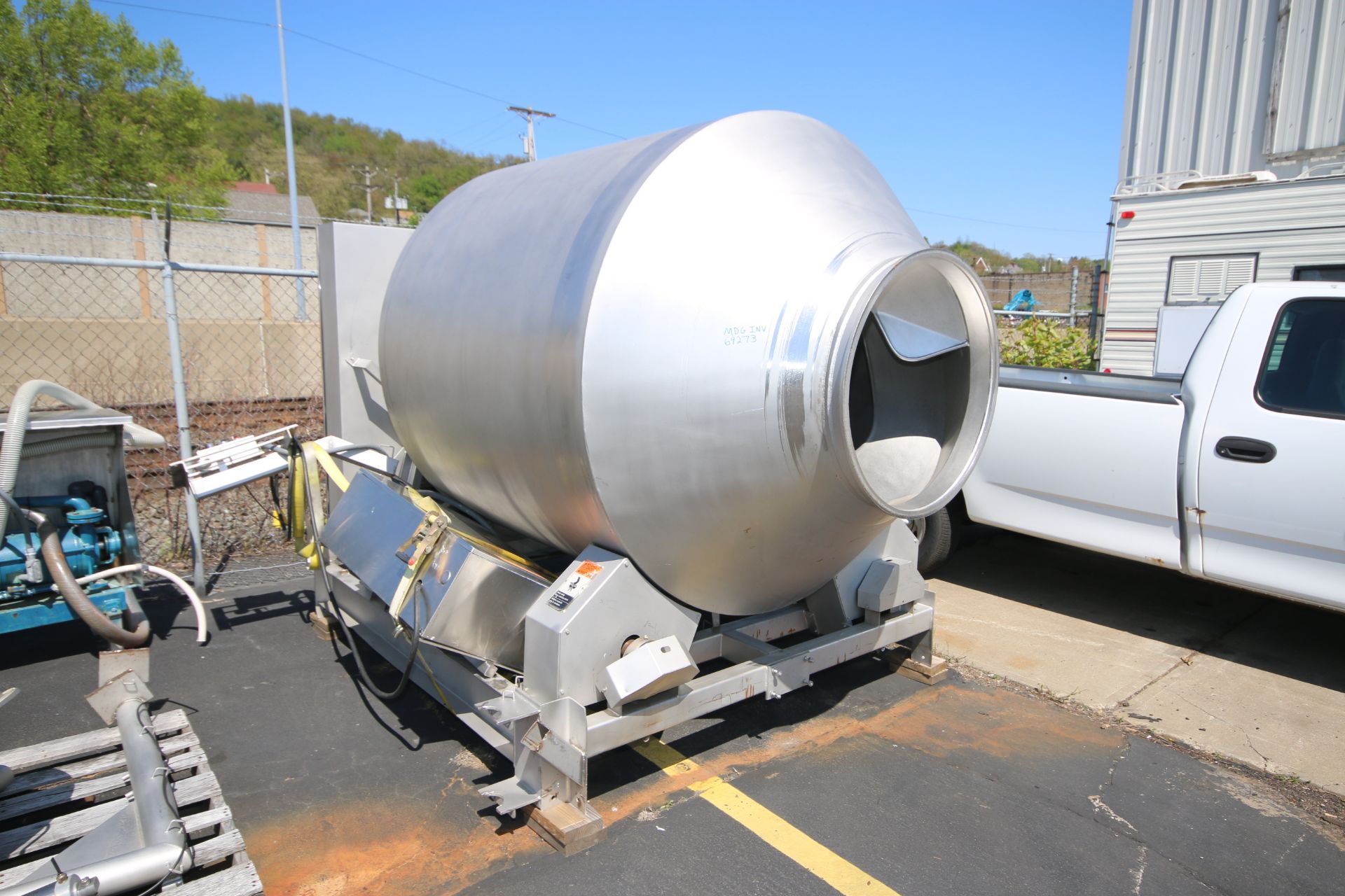 Blentech S/S Vacuum Tumbler, Model VT1-3000-S, S/N 970676 with Aprox. 8 ft. L x 67" W Tunnel