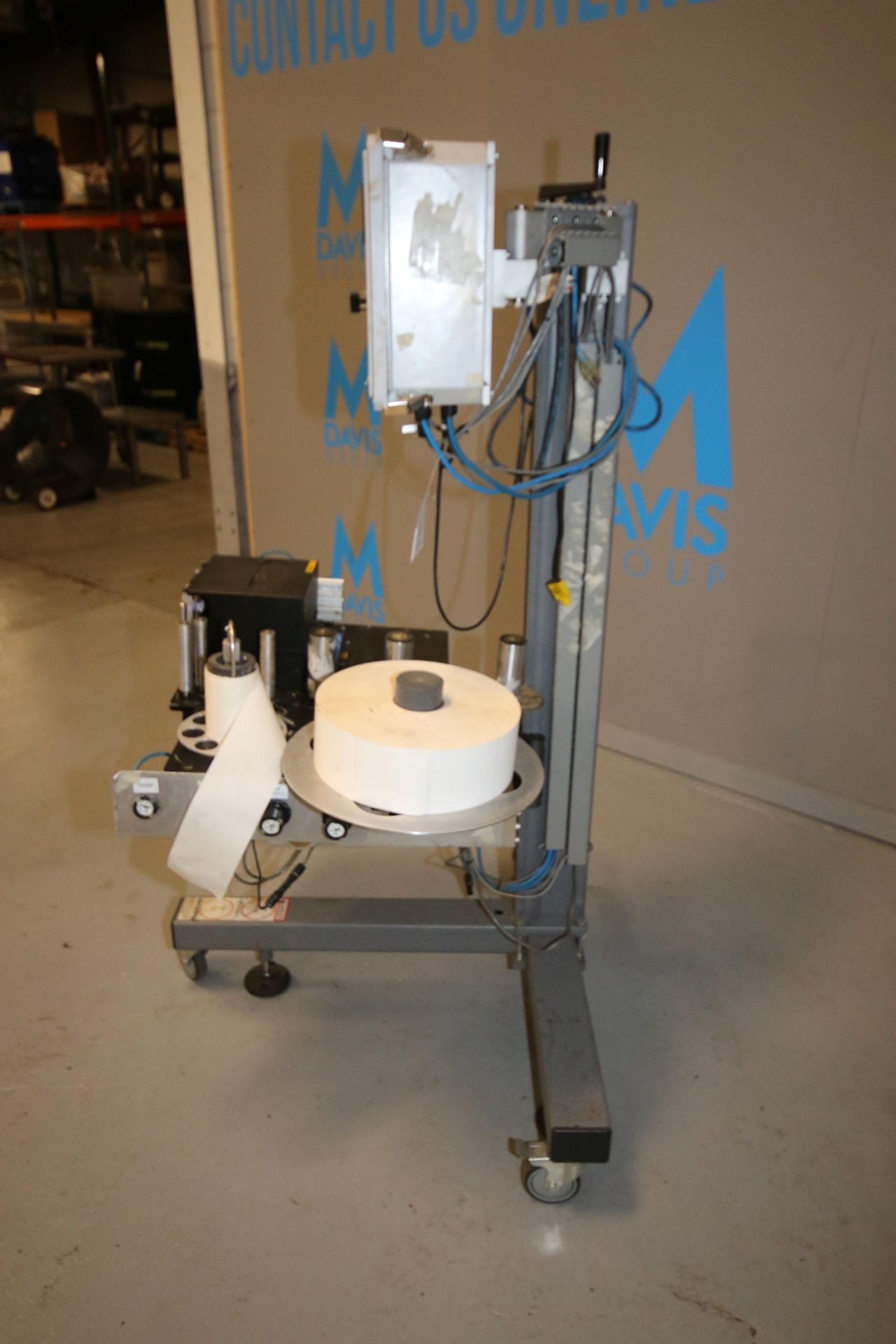 Sato Print & Apply Roll Fed Labeler, M/N S8408RD, S/N 4H032411, Mounted on Portable Stand, 110V ( - Image 6 of 6