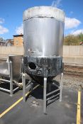 2,000 Gal. Jacketed S/S Fermentation Tank, with Side Mount Man Door, Dome Top Cone Bottom, with 2"