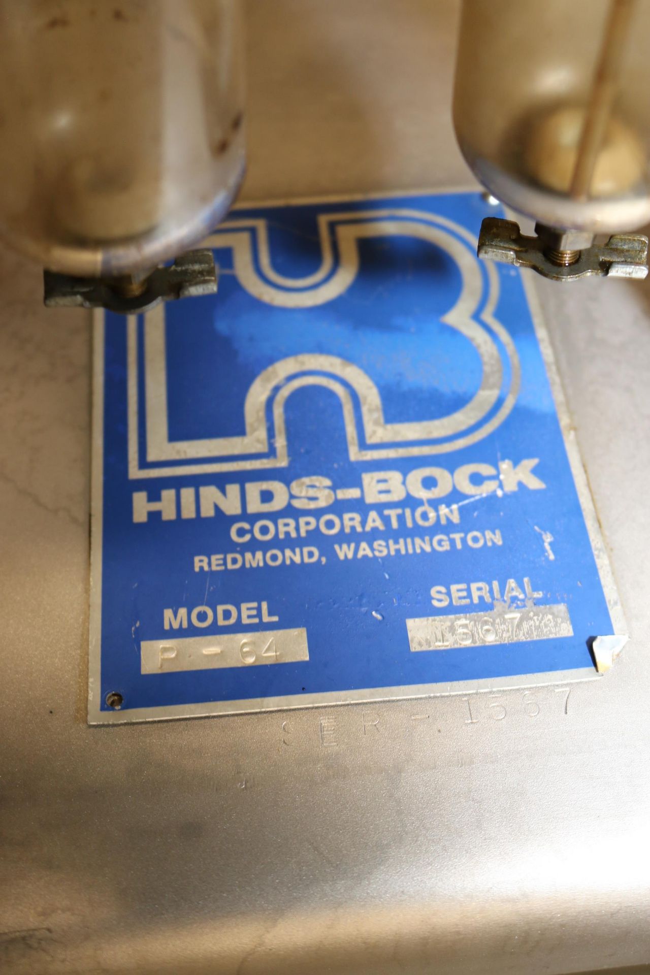 Hinds-Bock Piston Pump, M/N P-64, S/N 1367, with Aprox. 3" Thread Type Inlet/Outlet, Mounted on S/ - Image 5 of 6