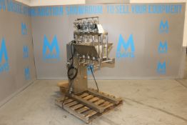 Moline 4 - Head S/S Piston Filler / Depositor, with Aprox. 24" L x 19" W S/S Hopper, Mounted on S/