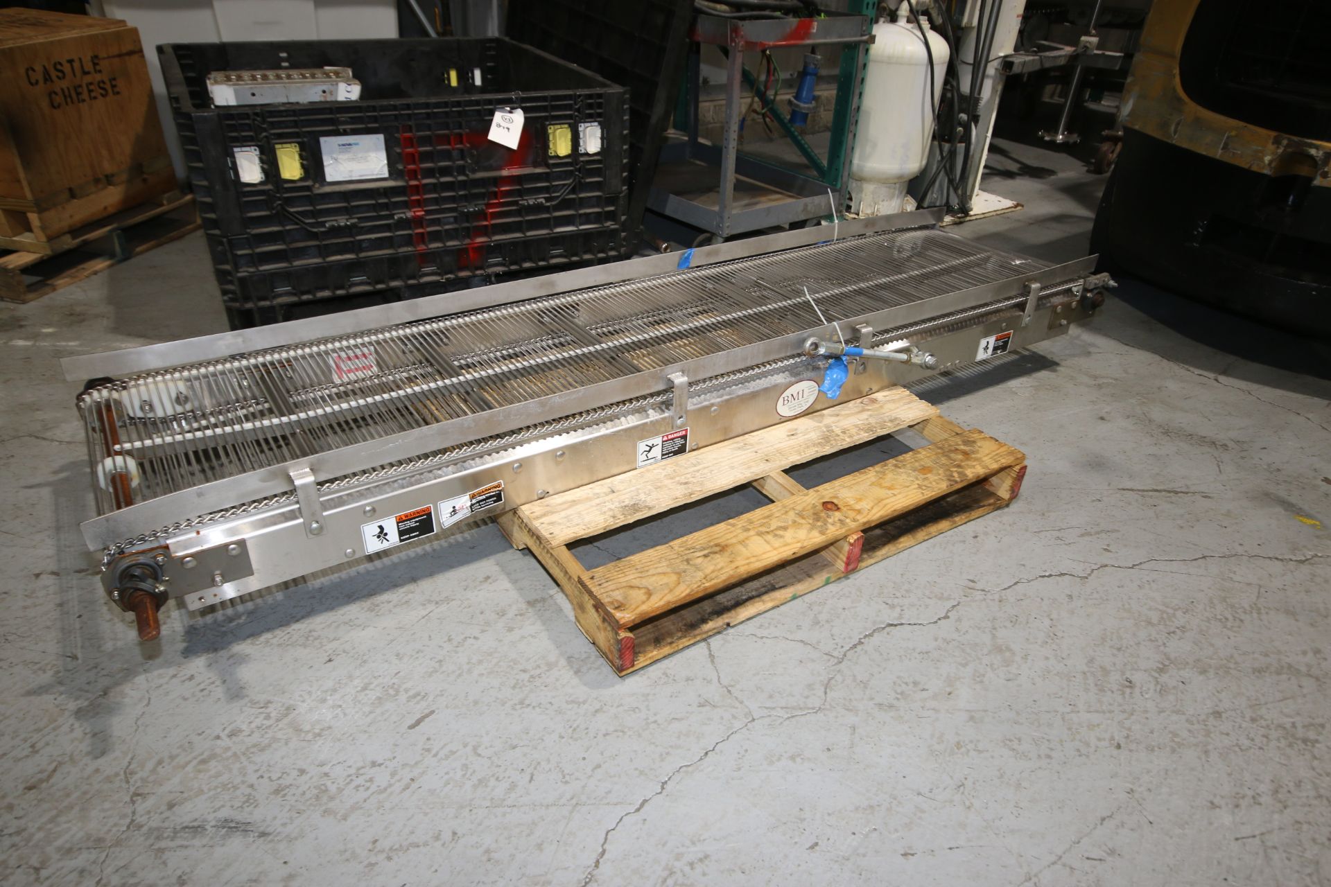 BMI S/S Conveyor with S/S Belt, Overall Dims.: Aprox. 8' L x 23" W, with S/S Guide Rails (IN#