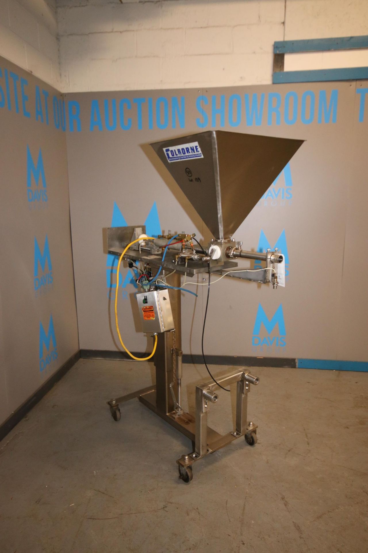 Colborne Portable Piston Filler / Depositor, with 20" x 20" Feed Hopper, Mounted on S/S Frame (IN#