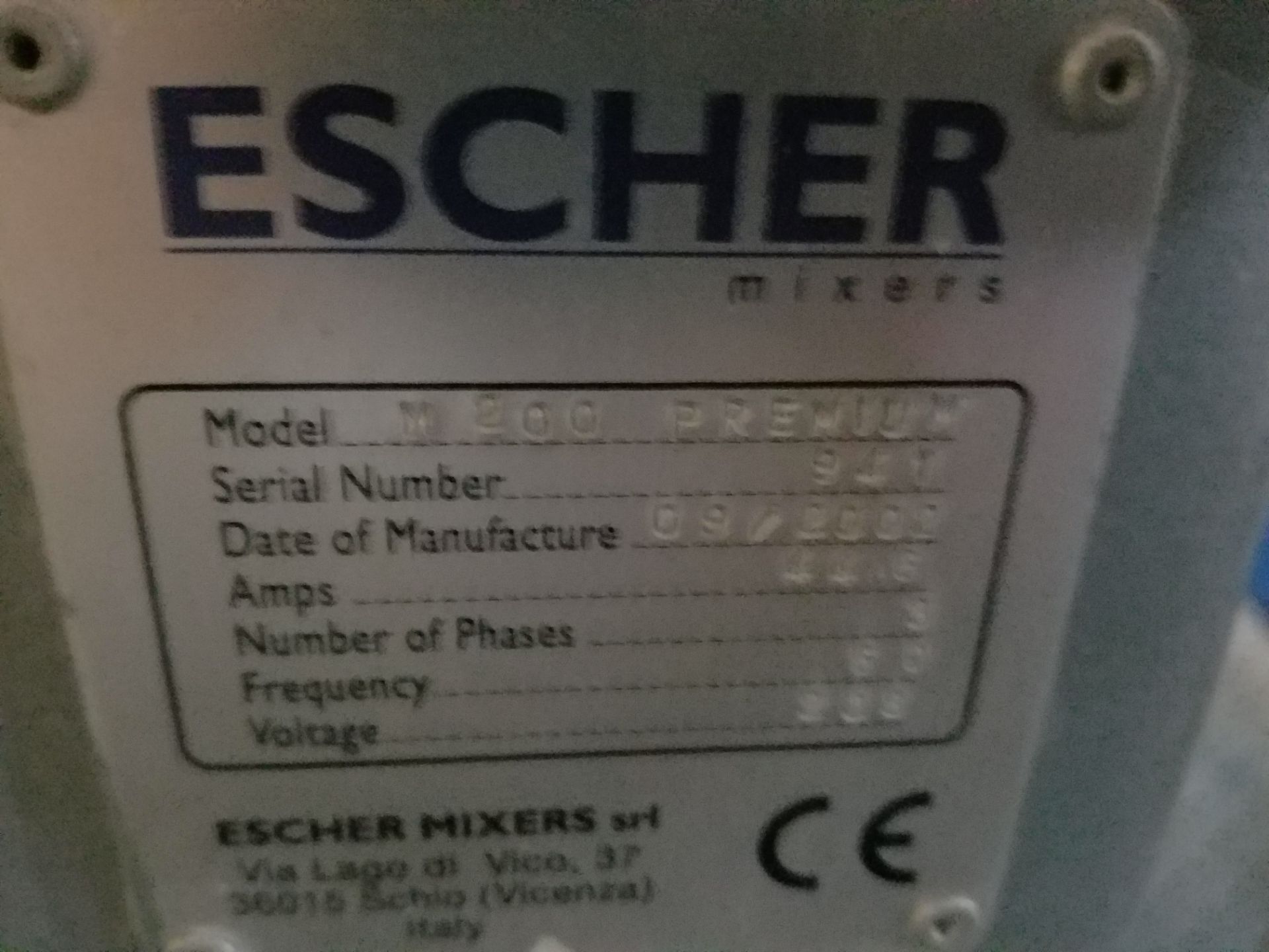 Escher M200 Premium Mixer 240 Volt, 3 phase (Located Fort Worth, TX) (LOADING FEE: $250.00 USD) - Image 5 of 5