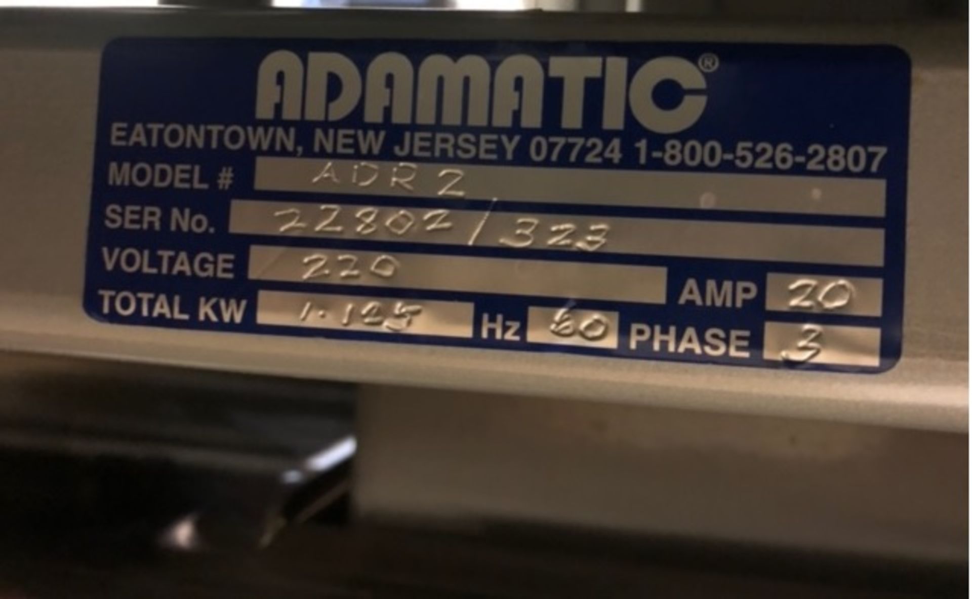 Adamatic ADR-2 Divider Rounder, Model ADR 2, S/N 22802 / 323, Volt 220, 3-Phase (Located Orlando, - Image 4 of 6