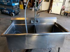 48" / 24" - 14" Deep S/S Double Sink with Shower Rinse Hose (Located Port Byron, NY)