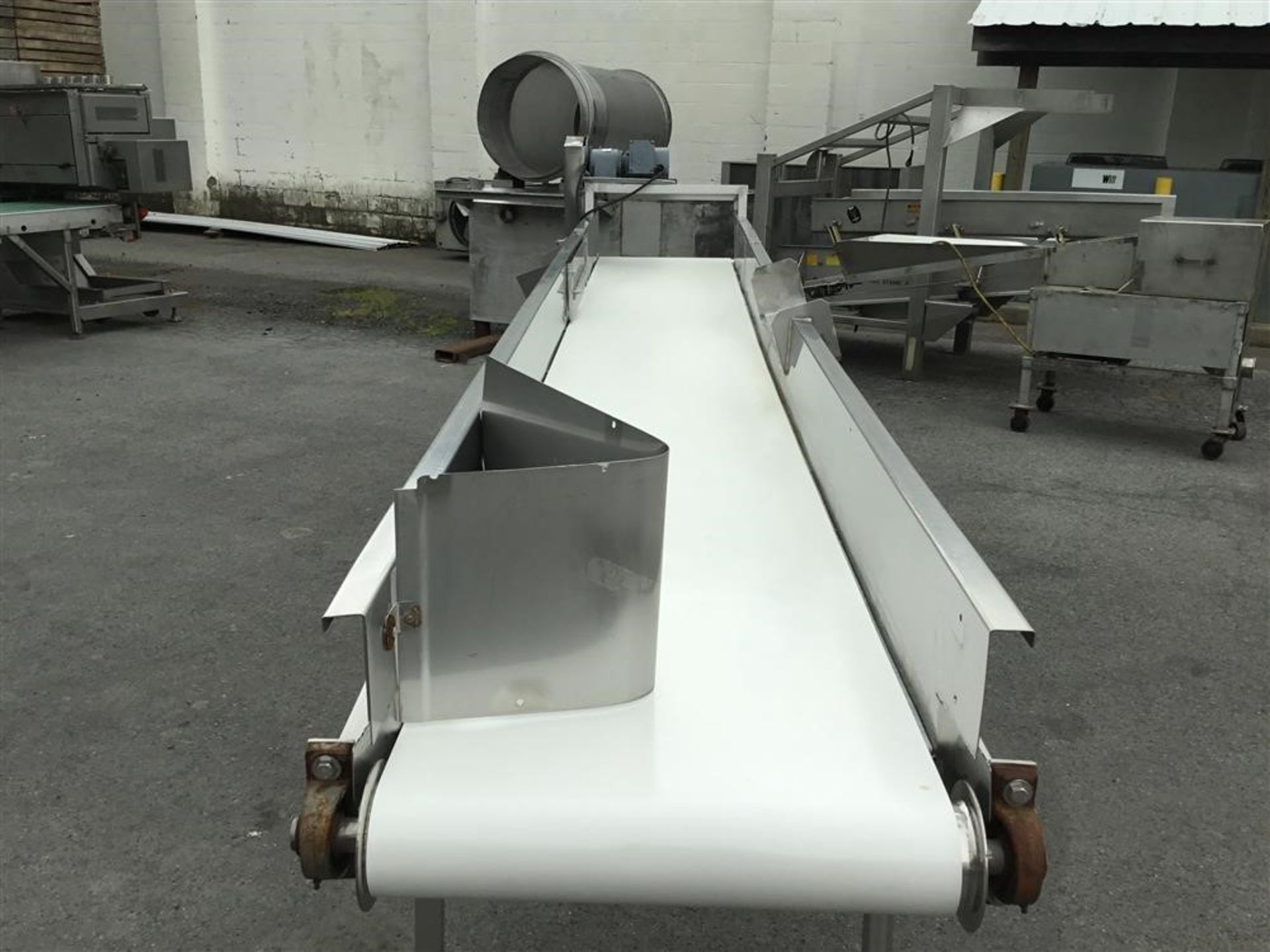 S/S Conveyor Belt with White PVC, 24" W x 14' L, 1/2 hp, 3 Ph, 208/230 with Diverter Opening, New - Image 2 of 3