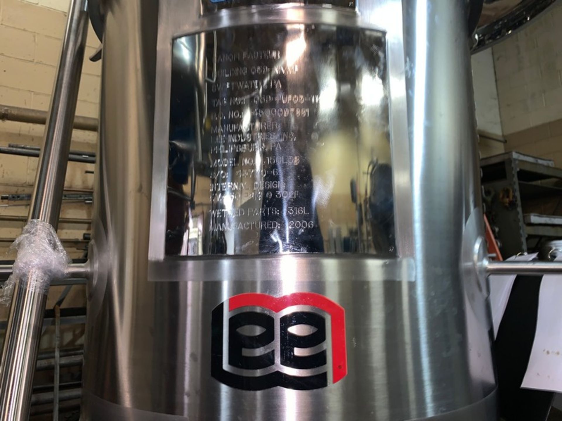 Lee Kettle, Never Used Stainless Steel 316L, 150-Liter; Mirror Finish Inside, Working Pressure 150 - Image 3 of 10