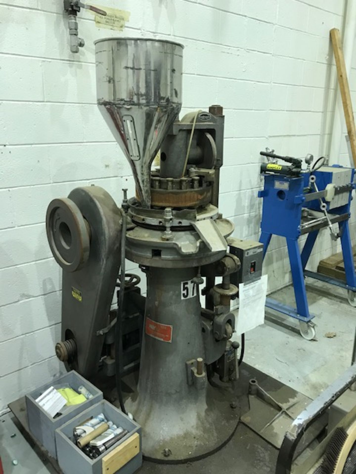 Used Key International Model DC-16, Automatic, 16 Station Rotary Tablet Press. S/S Product Feed