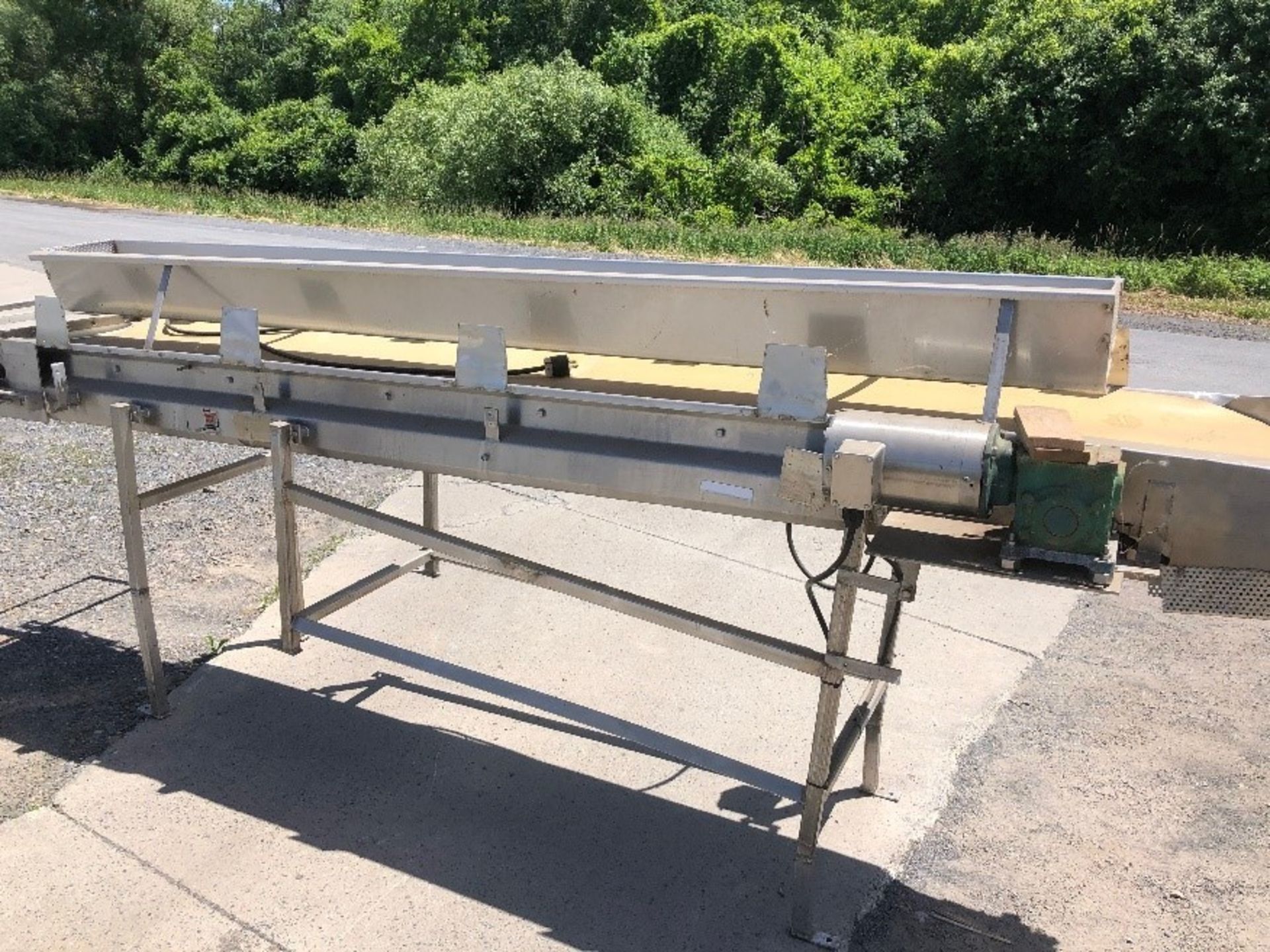 11' L x 20" W PVC Belt Conveyor with 1 hp Motor with Gearbox, S/S - Good Working Condition (